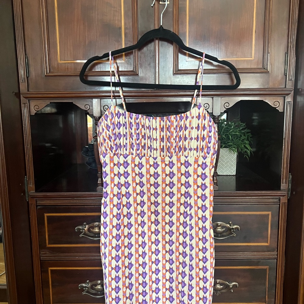 Anthropologie Purple and Cream Mini Dress